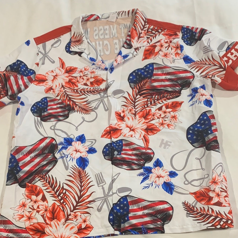 Patriotic Floral Kids Button Down Shirt